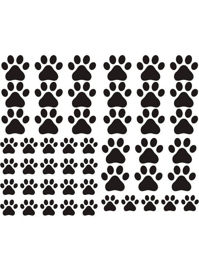 JURUOXIN 49 Pieces/Set Dog Paws Wall Decals Vinyl Pawprints Sticker Animal Footprint Wall Art Decoration for Kids Boy Girl Baby Nursery Bedroom Living Room Animal Tracks Decor YMX21 (Black) - Image 1